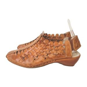 Pikolinos Leather Woven Sandals Brown Slingback Comfort Shoes EU 39